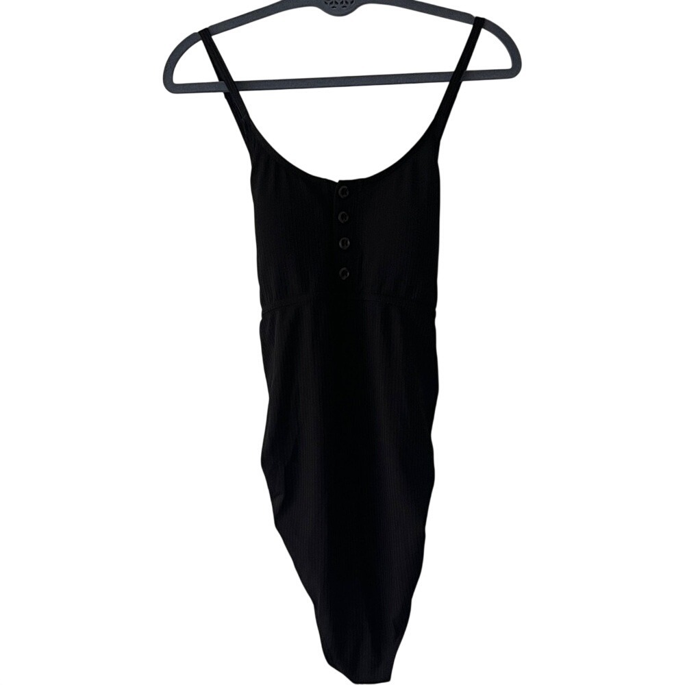 Summer Mae‎ Black Ribbed One-Piece Swimsuit Large